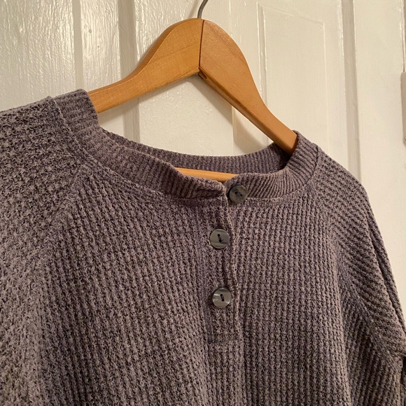 Cozy Gray Women's Henley Longsleeve - Picture 3 of 8